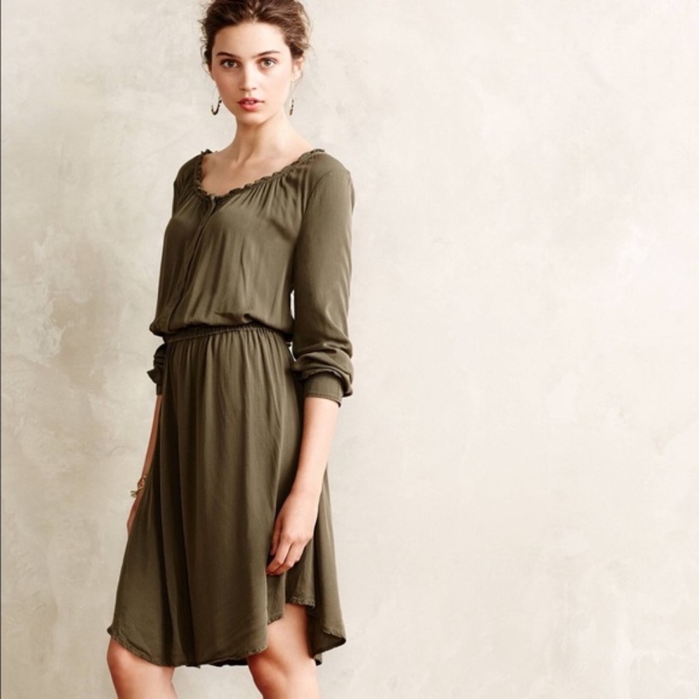 Anthropologie Holding Horses boho Dress size 6 moss green
